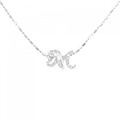 K18WG イニシャルM ダイヤモンド ネックレス 0.10CT