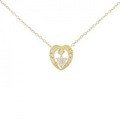 K18YG ハート×フラワー ダイヤモンド ネックレス 0.15CT
