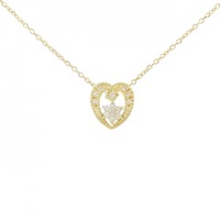 K18YG ハート×フラワー ダイヤモンド ネックレス 0.15CT