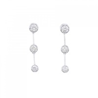 K18WG スリーストーン ダイヤモンド ピアス 0.50CT