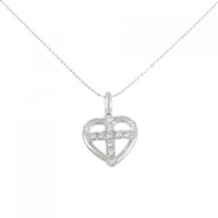 K18WG ハート×クロス ダイヤモンド ネックレス 0.38CT