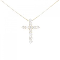 K18YG クロス ダイヤモンド ネックレス 3.348CT