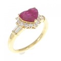 K18YG ハート ルビー リング 0.959CT