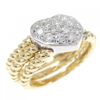 K18YG/K18WG パヴェ ハート ダイヤモンド リング 0.50CT