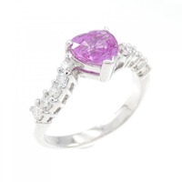 750WG ハート サファイヤ リング 1.613CT 拡散処理未検査