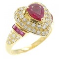 K18YG ハート ルビー リング 1.08CT