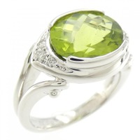 K18WG ペリドット リング 3.89CT
