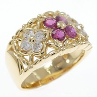 K18YG フラワー ルビー リング 0.64CT