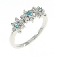 K18WG フラワー トルマリン リング 0.07CT