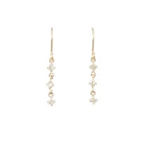 K18PG スリーストーン ダイヤモンド ピアス 0.2CT