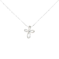 K18WG クロス ダイヤモンド ネックレス 0.03CT