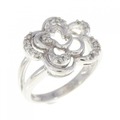 K18WG フラワー ダイヤモンド リング 0.15CT