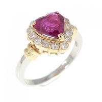 PT/K18YG ハート ルビー リング 1.07CT