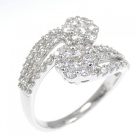 K18WG フラワー ダイヤモンド リング 1.00CT