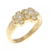 K18YG フラワー ダイヤモンド リング 0.38CT