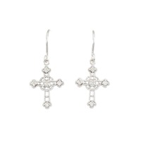 K14WG クロス ダイヤモンド ピアス 0.12CT