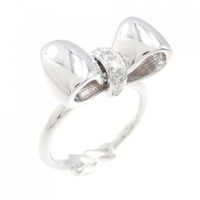 K18WG リボン ダイヤモンド リング 0.15CT