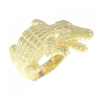 K18YG クロコダイル ダイヤモンド リング 0.03CT