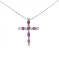 PT クロス ルビー ネックレス 0.947CT