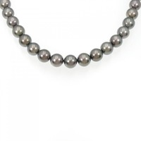 シルバークラスプ 黒蝶パール ネックレス 8-9.5mm