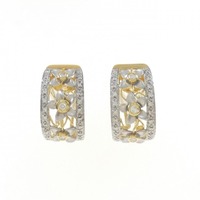 K18YG/K18WG フラワー ダイヤモンド ピアス 0.42CT