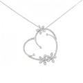 K18WG ハート×フラワー ダイヤモンド ネックレス 0.71CT