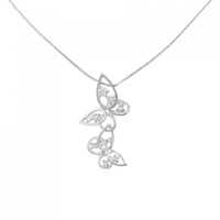 K18WG バタフライ ダイヤモンド ネックレス 0.20CT