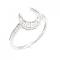 K18WG ホースシュー ダイヤモンド リング 0.18CT