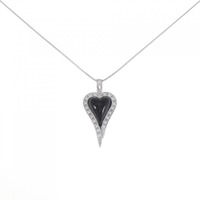 K18WG/750WG ハート オニキス ネックレス