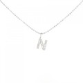 750WG イニシャルN ダイヤモンド ネックレス 0.10CT