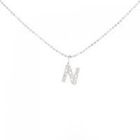 750WG イニシャルN ダイヤモンド ネックレス 0.10CT