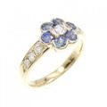 K18YG フラワー サファイヤ リング 0.65CT