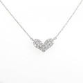K18WG パヴェ ハート ダイヤモンド ネックレス 0.28CT