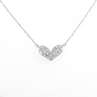 K18WG パヴェ ハート ダイヤモンド ネックレス 0.28CT