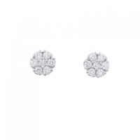K18WG フラワー ダイヤモンド ピアス 0.44CT