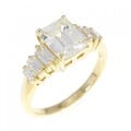 【リメイク】K18YG ダイヤモンド リング 1.197CT L VS1 エメラルドカット