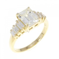 【リメイク】K18YG ダイヤモンド リング 1.197CT L VS1 エメラルドカット