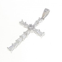 K18WG クロス ダイヤモンド ペンダント 0.44CT