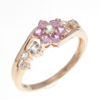 K10PG フラワー サファイヤ リング