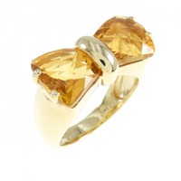 K18YG リボン シトリン リング 3.80CT