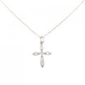 K10PG クロス ダイヤモンド ネックレス 0.18CT