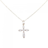 K10PG クロス ダイヤモンド ネックレス 0.18CT