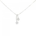 K18WG/750WG 2WAY フラワー ダイヤモンド ネックレス 0.25CT