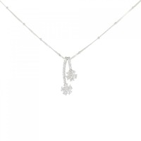 K18WG/750WG 2WAY フラワー ダイヤモンド ネックレス 0.25CT