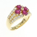 K18YG フラワー ルビー リング 1.24CT