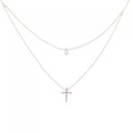 K18PG クロス ダイヤモンド ネックレス 0.10CT