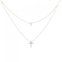 K18PG クロス ダイヤモンド ネックレス 0.10CT