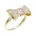 K18YG/K18PG パヴェ リボン ダイヤモンド リング 0.30CT