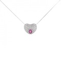 K18WG ハート ルビー ネックレス 0.39CT