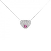 K18WG ハート ルビー ネックレス 0.39CT